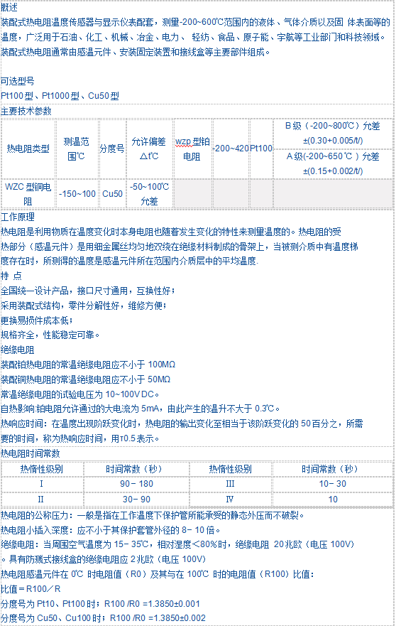 装配热电阻